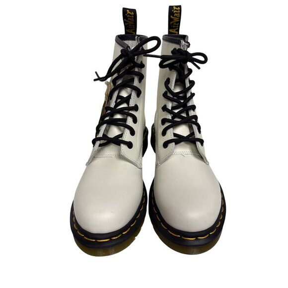 Dr Martens 1460 Women's Boots Patent Smooth Leather Combat White Size 7 NEW SPOT - Picture 2 of 11